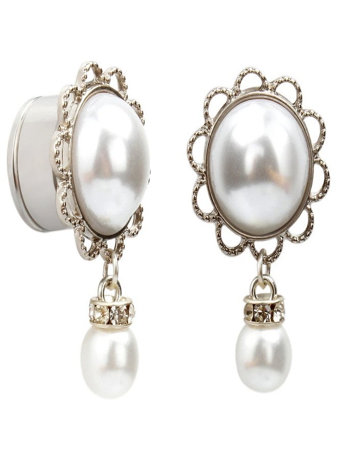 KUBOOZ Pearl Pendant Ear Piercing Jewelry Stainless Steel Tunnels and Plugs Ear Expander Reamer Guages 00g - Image 1